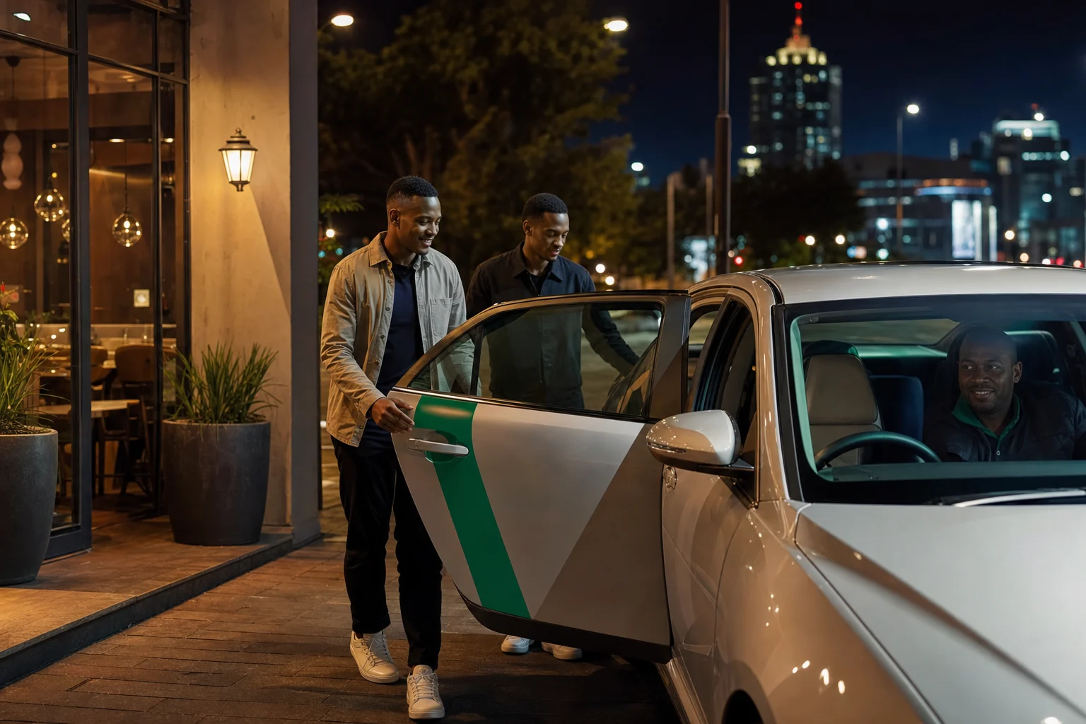 Friends arriving safely in Harare after dark